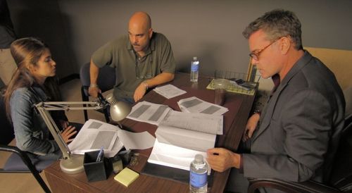 Nikki Reed, director David A. Armstrong and Ray Liotta on the set of PAWN