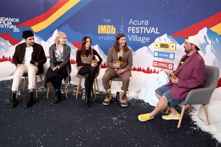 Kevin Smith, Sarah Gadon, Lawrence Michael Levine, Aubrey Plaza, and Christopher Abbott at an event for The IMDb Studio 