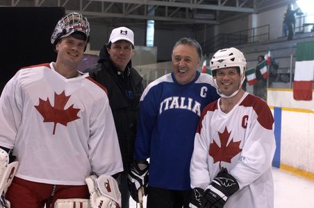 On Rent-A-Goalie S3 set Gabe Hogan, Chris Szarka, Phil Esposito & Christopher Bolton.