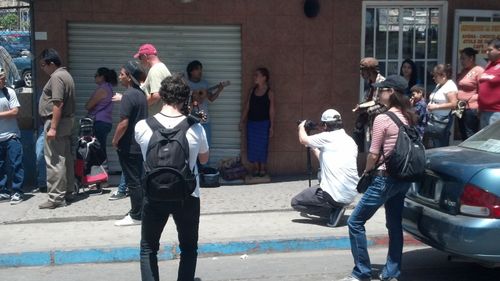 Chris Cashman shooting on the streets of Tijuana Mexico with Jeff Katz and Lisa Cashman for 