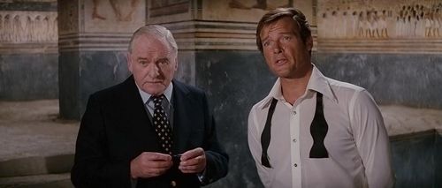 Roger Moore and Bernard Lee in The Spy Who Loved Me (1977)