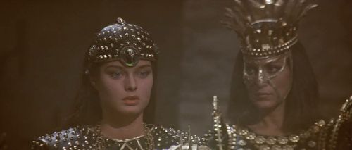 Sandahl Bergman and Lara Lamberti in Red Sonja (1985)