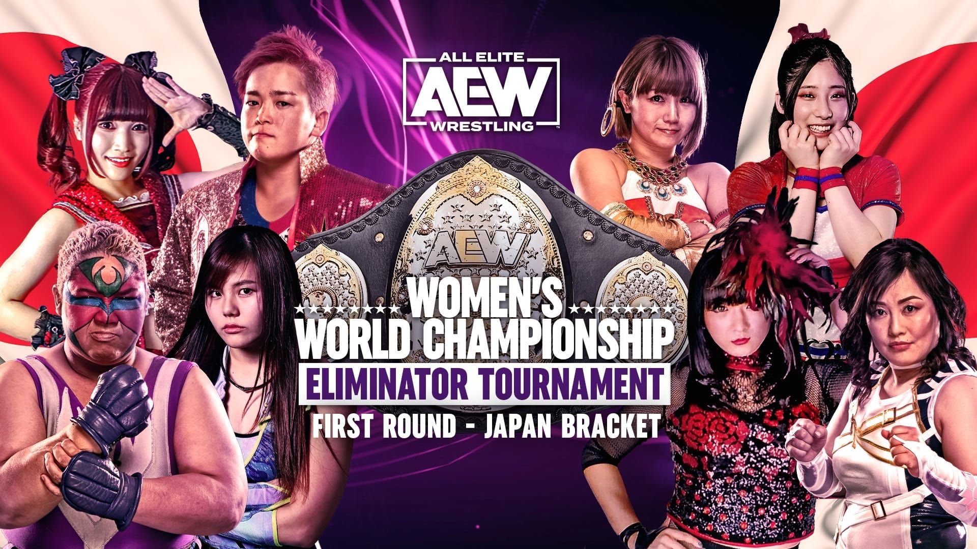 AEW Womens World Championship Eliminator Tournament Round 2 from Japan and United States background