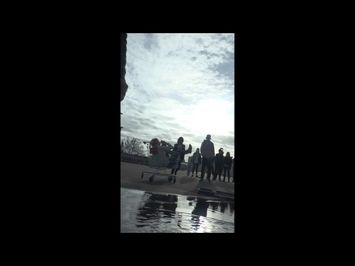 Running Backwards Into Puddle - filming Youth On The March